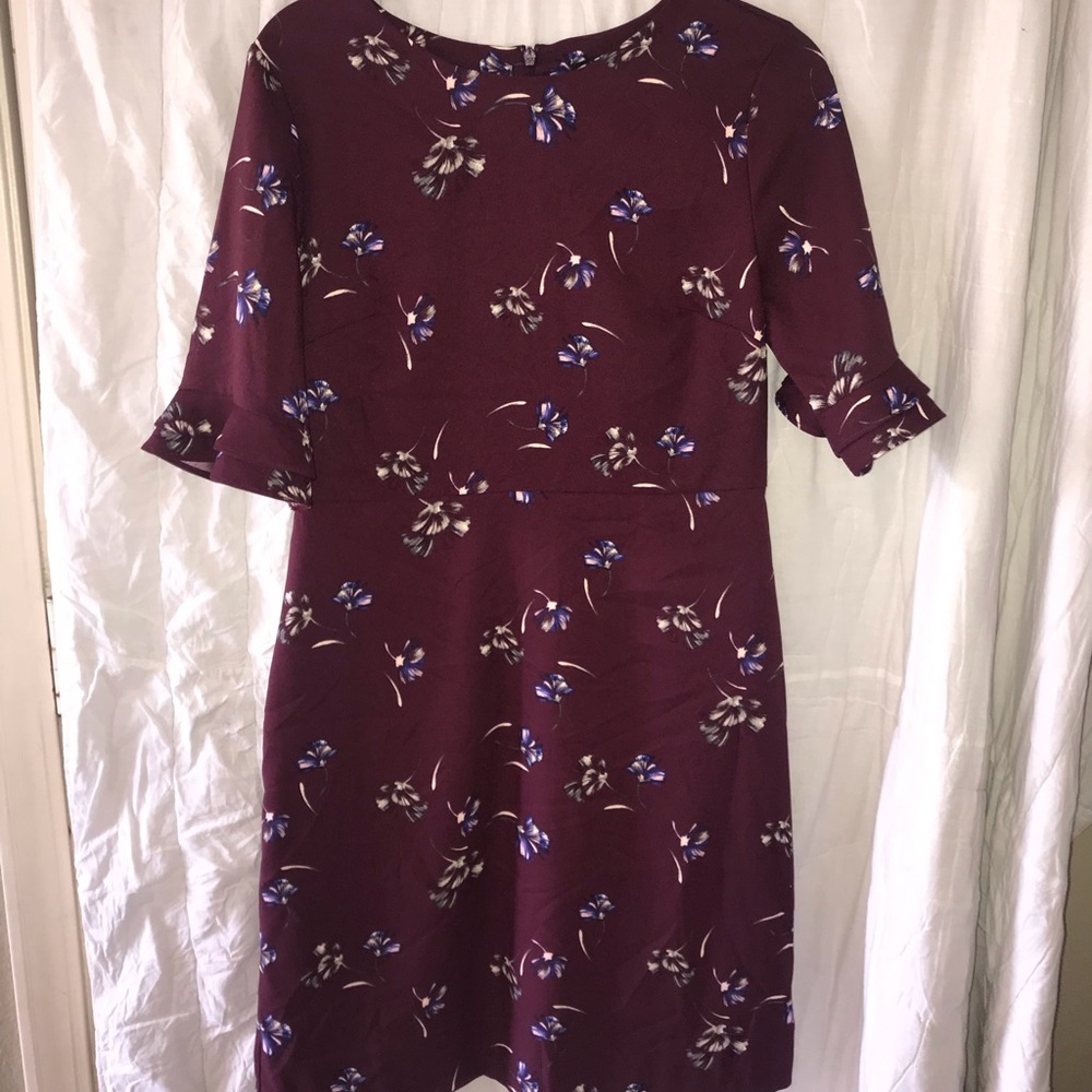 Burgundy Floral Banana Republic Dress
